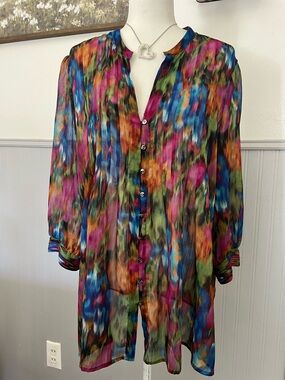Cynthia Steffe Colorful Multicolor Polyester Blouse / Large / Vibrant / Artsy